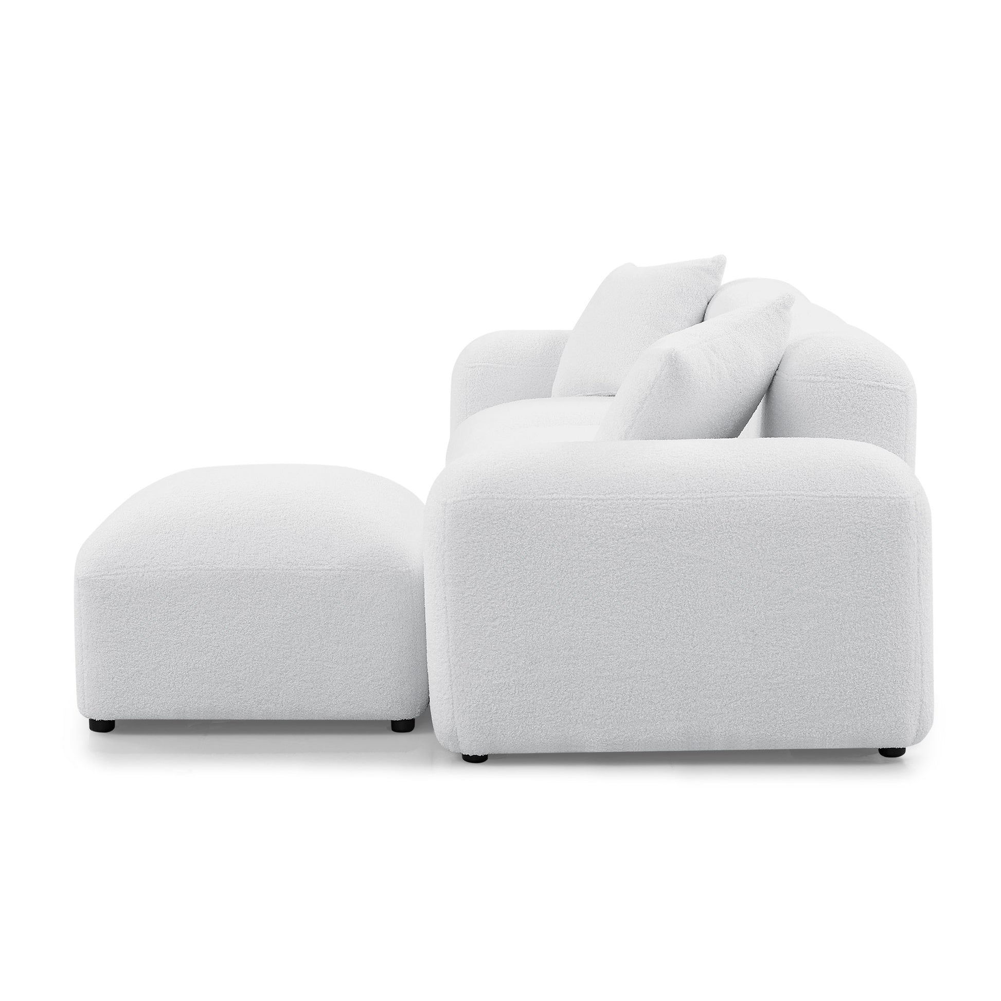 L Shape Modular Sectional Sofa, Diy Combination,Teddy Fabric,White White Teddy Foam