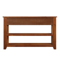 48'' Solid Pine Wood Top Console Table, Modern Entryway Sofa Side Table With 3 Storage Drawers And 2 Shelves. Easy To Assemble Brown Brown Pine
