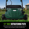 Garden Scarifier, 2 In 1 13Inch Dethatcher Scarifier,12 Amp Electric Lawn Dethatcher,Removable Collection Bag Extra Large 31.7Qt Green Metal