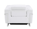 Top Grain Italian Leather Chair With Power Recliner White Foam Leather