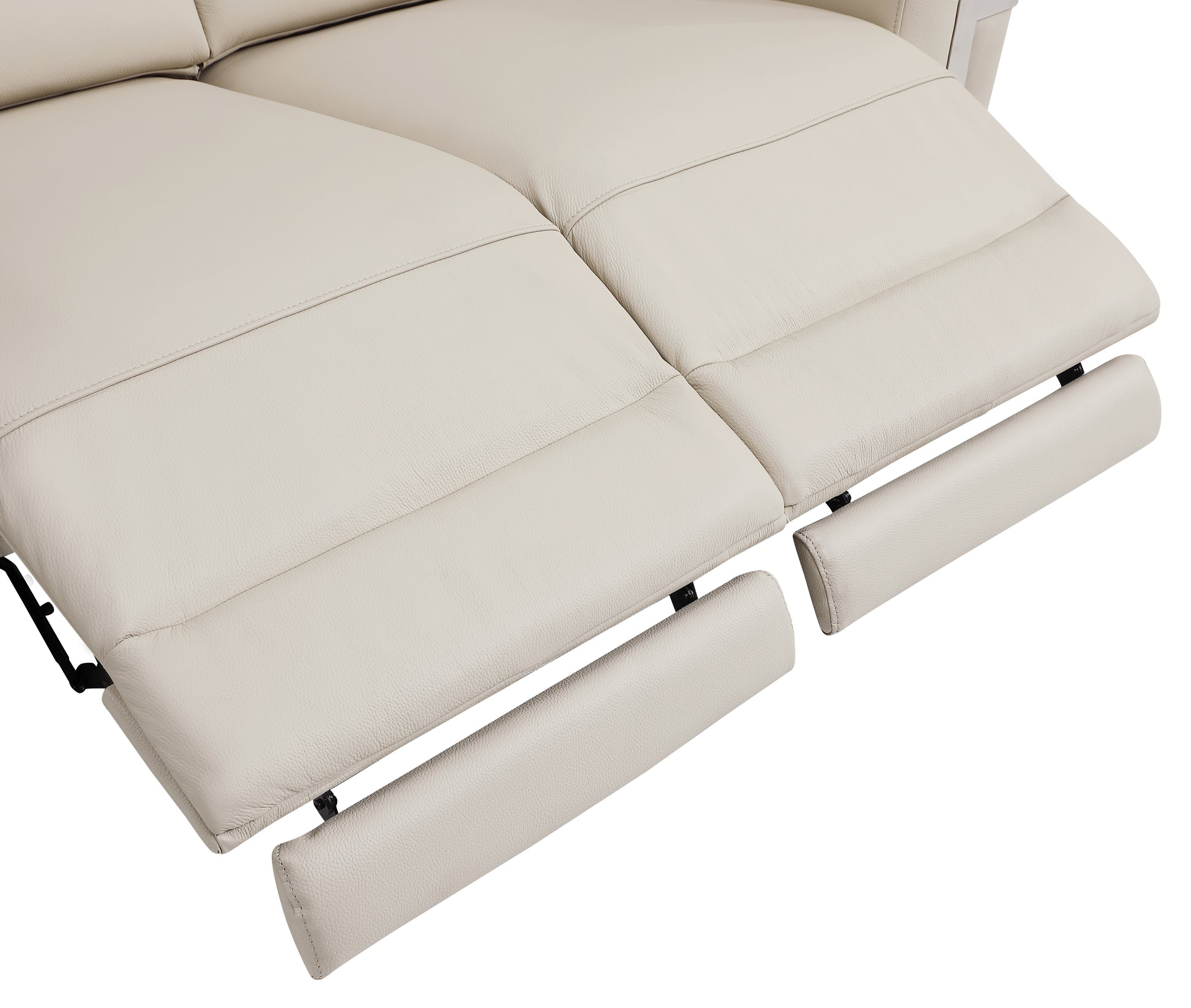 Top Grain Italian Leather Chair With Power Recliner Beige Foam Leather
