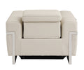 Top Grain Italian Leather Chair With Power Recliner Beige Foam Leather