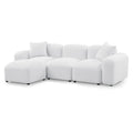 L Shape Modular Sectional Sofa, Diy Combination,Teddy Fabric,White White Teddy Foam