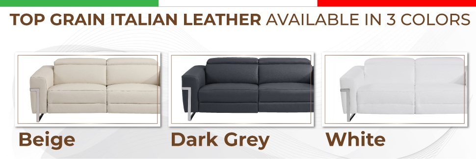 Top Grain Italian Leather Chair With Power Recliner Beige Foam Leather