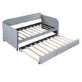 Upholstered Daybed Sofa Bed Twin Size With Trundle Bed And Wood Slat, Gray Gray Upholstered