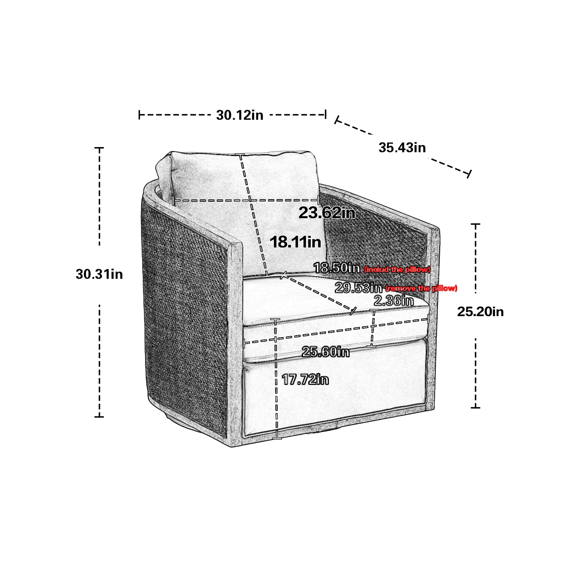 Coolmore Swivel Barrel Chair, Comfy Round Accent Sofa Chair For Living Room, 360 Degree Swivel Barrel Club Chair, Leisure Arm Chair For Nursery, Hotel, Bedroom, Office, Lounge Brown Boucle Brown Foam Leather