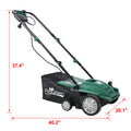 Garden Scarifier, 2 In 1 13Inch Dethatcher Scarifier,12 Amp Electric Lawn Dethatcher,Removable Collection Bag Extra Large 31.7Qt Green Metal
