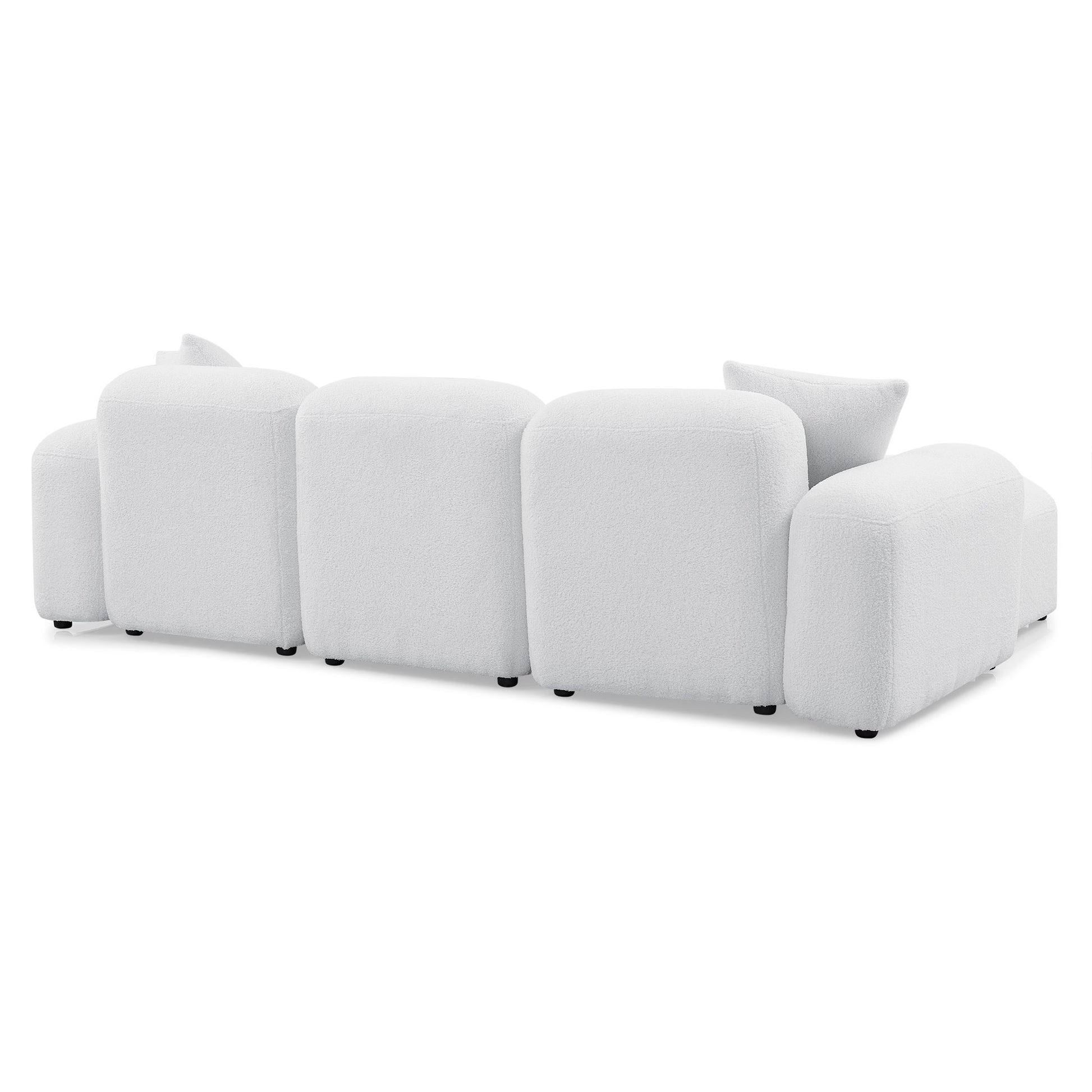 L Shape Modular Sectional Sofa, Diy Combination,Teddy Fabric,White White Teddy Foam