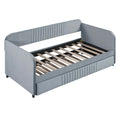 Upholstered Daybed Sofa Bed Twin Size With Trundle Bed And Wood Slat, Gray Gray Upholstered