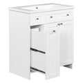 30 Inch White Bathroom Vanity With Ceramic Sink Combo, Abundant Storage Cabinet 2 Soft Close Doors And Double Tier Deep Drawer White Bathroom Mdf