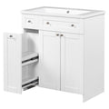 30 Inch White Bathroom Vanity With Ceramic Sink Combo, Abundant Storage Cabinet 2 Soft Close Doors And Double Tier Deep Drawer White Bathroom Mdf
