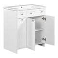 30 Inch White Bathroom Vanity With Ceramic Sink Combo, Abundant Storage Cabinet 2 Soft Close Doors And Double Tier Deep Drawer White Bathroom Mdf