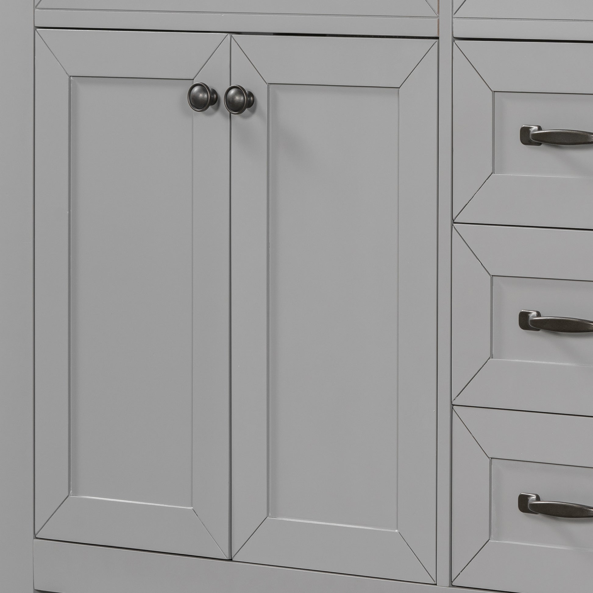 36" Bathroom Vanity With Sink Combo, Bathroom Cabinet With Drawers, Solid Frame And Mdf Board, Grey Old Sku:Jl000007Aae Grey Solid Wood Mdf