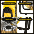 Simple Deluxe 20 Inch Heavy Duty Metal Industrial Drum Fan, 3 Speed Floor Fan For Warehouse, Workshop, Factory And Basement High Velocity, Yellow Yellow Metal
