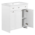 30 Inch White Bathroom Vanity With Ceramic Sink Combo, Abundant Storage Cabinet 2 Soft Close Doors And Double Tier Deep Drawer White Bathroom Mdf