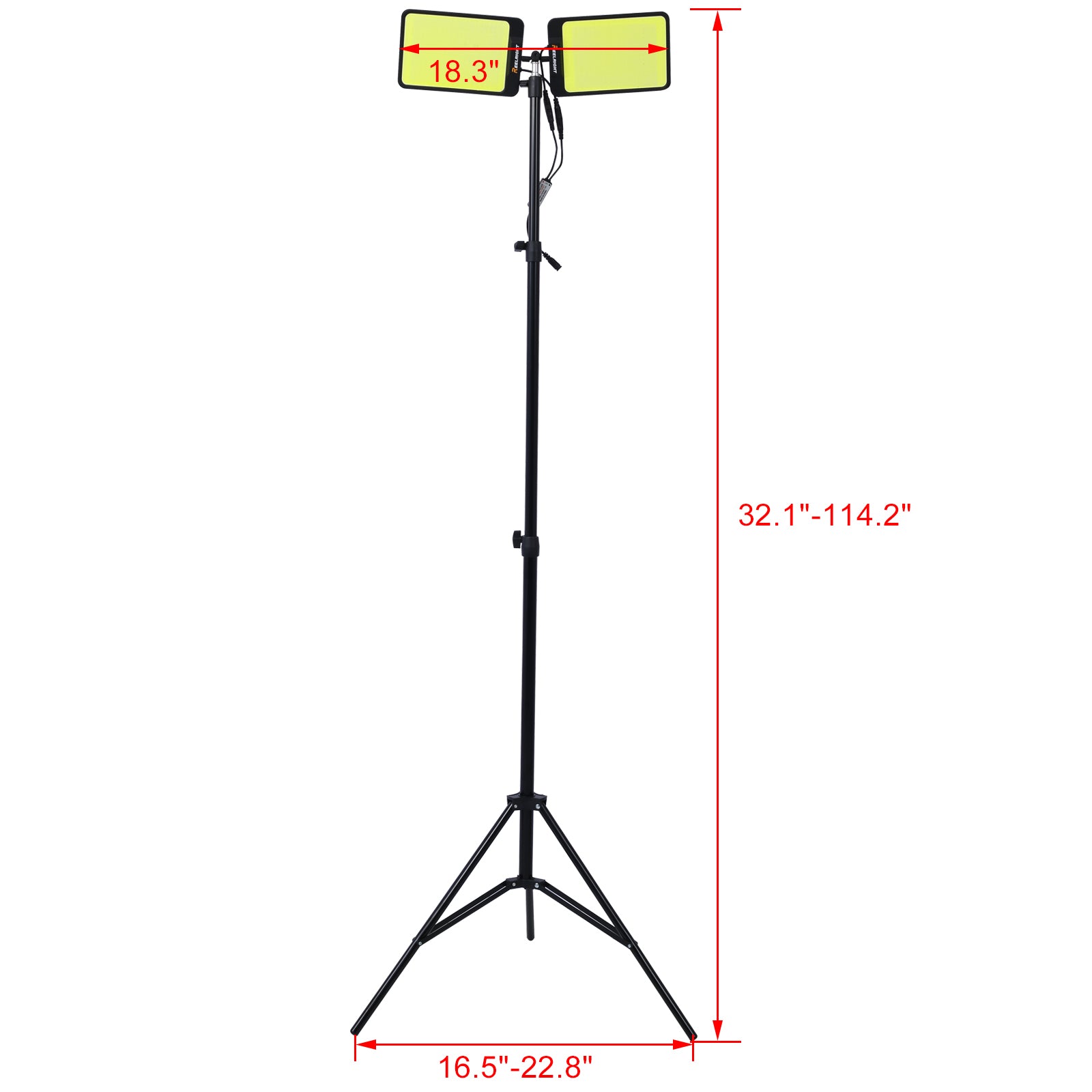 Led Work Light With Stand, 11200 Lumen Dual Head Tripod Lights Construction, Outdoor Construction Light Stand Portable Stand Work Light With Remote, Waterproof Versatility Light For Jobsite Backyard Black Metal