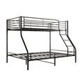 Heavy Duty Twin Over Full Metal Bunk Bed, Easy Assembly With Enhanced Upper Level Guardrail, Black Black Metal