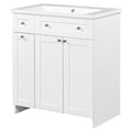 30 Inch White Bathroom Vanity With Ceramic Sink Combo, Abundant Storage Cabinet 2 Soft Close Doors And Double Tier Deep Drawer White Bathroom Mdf