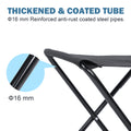 Yssoa Folding Camping Stool, Portable Collapsible Camp Stool, Folding Foot Rest For Lightweight Compact Chair, Foldable Footstool Ottoman For Outdoor Hiking Backpacking Fishing Picnic Barbecue Bbq Black Metal