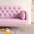 Loveseat Sofa With Tulip Pattern Modern Upholstered Two Seater Pu Sofa With 2 Dumpling Shaped Throw Pillows With Tulip Patterns Light Pink Tech Cloth Solid Wood 2 Seat