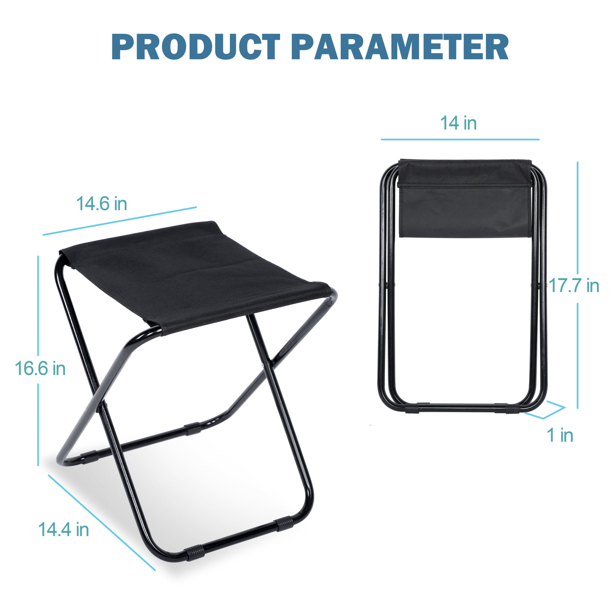Yssoa Folding Camping Stool, Portable Collapsible Camp Stool, Folding Foot Rest For Lightweight Compact Chair, Foldable Footstool Ottoman For Outdoor Hiking Backpacking Fishing Picnic Barbecue Bbq Black Metal