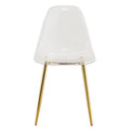 Modern Minimalist Transparent Dining Chair, Plastic Chair, Armless Crystal Chair, Nordic Creative Makeup Stool, Negotiation Chair, 6 Piece Set Of Gold Plated Metal Legs, Tw 1200 Golden Metal