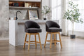 Coolmore Bar Stools Set Of 2 Counter Height Chairs With Footrest For Kitchen, Dining Room And 360 Degree Swivel Charcoal Grey Linen