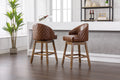 Coolmore Bar Stools Set Of 2 Counter Height Chairs With Footrest For Kitchen, Dining Room And 360 Degree Swivel Brown Pu Pu Leather