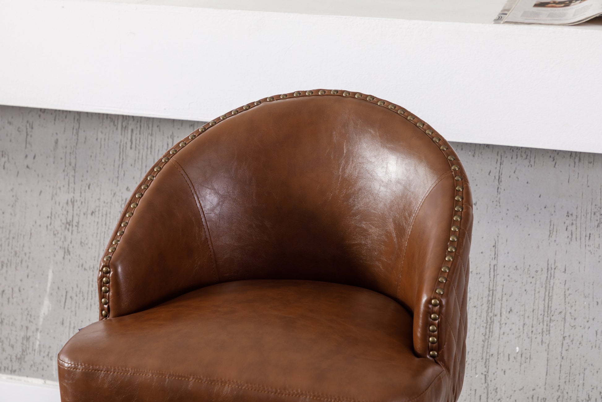 Coolmore Bar Stools Set Of 2 Counter Height Chairs With Footrest For Kitchen, Dining Room And 360 Degree Swivel Brown Pu Pu Leather