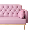 Loveseat Sofa With Tulip Pattern Modern Upholstered Two Seater Pu Sofa With 2 Dumpling Shaped Throw Pillows With Tulip Patterns Light Pink Tech Cloth Solid Wood 2 Seat