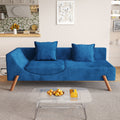 Cut And Fill Chaise Longue, Convertible Multifunctional Seat Sofa Blue Blue Velvet Solid Wood 2 Seat
