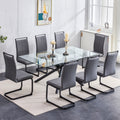 Large Modern Minimalist Rectangular Glass Dining Table For 6 8 With 0.39