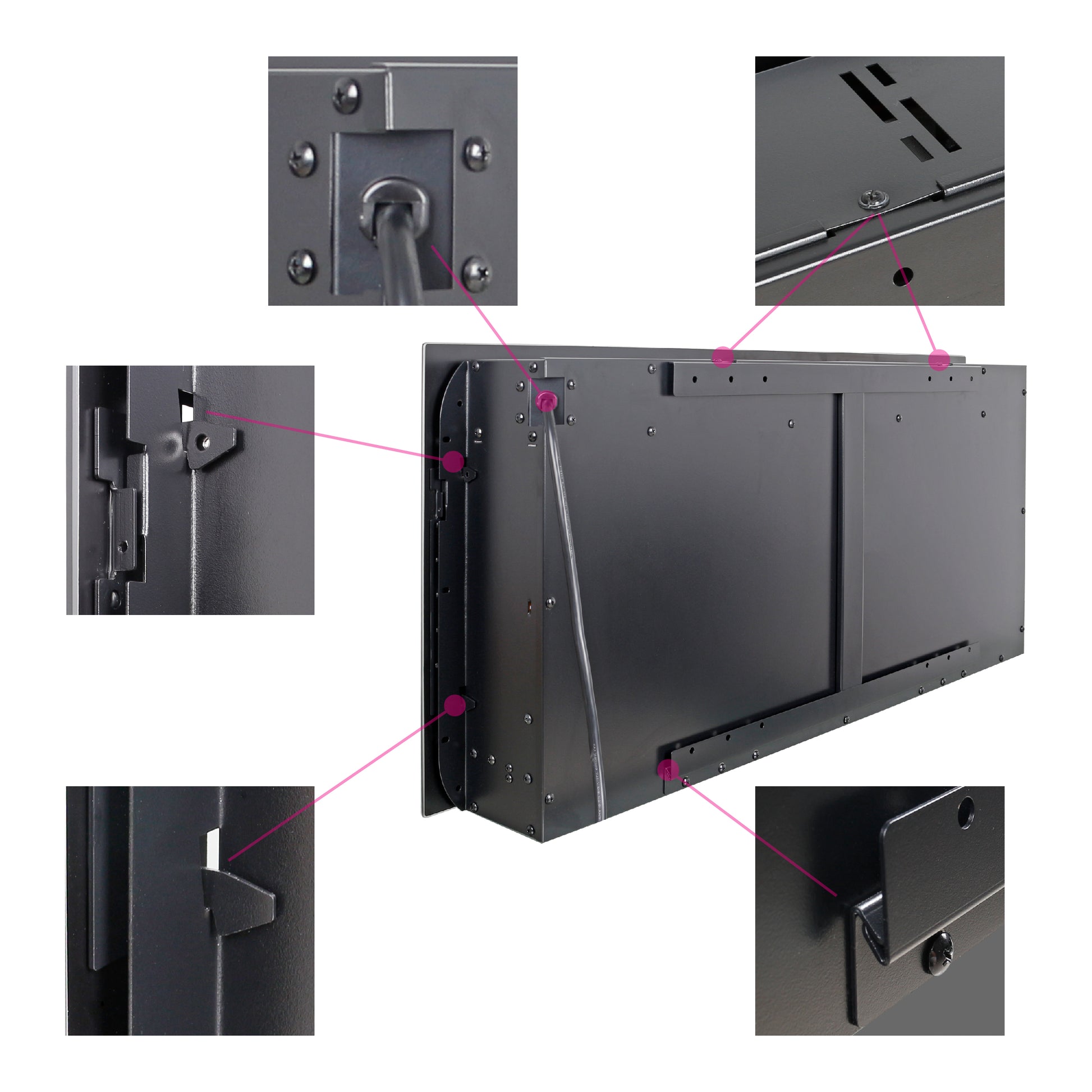 36 Inch Recessed Ultra Thin Tempered Glass Front Wall Mounted Electric Fireplace With Remote And Multi Color Flame & Emberbed, Led Light Heater Powder Coated Electric Antique Black Yes Tempered Glass Sheet Metal Plastic