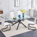 Large Modern Minimalist Rectangular Glass Dining Table For 6 8 With 0.39