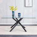 Large Modern Minimalist Rectangular Glass Dining Table For 6 8 With 0.39