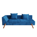 Cut And Fill Chaise Longue, Convertible Multifunctional Seat Sofa Blue Blue Velvet Solid Wood 2 Seat