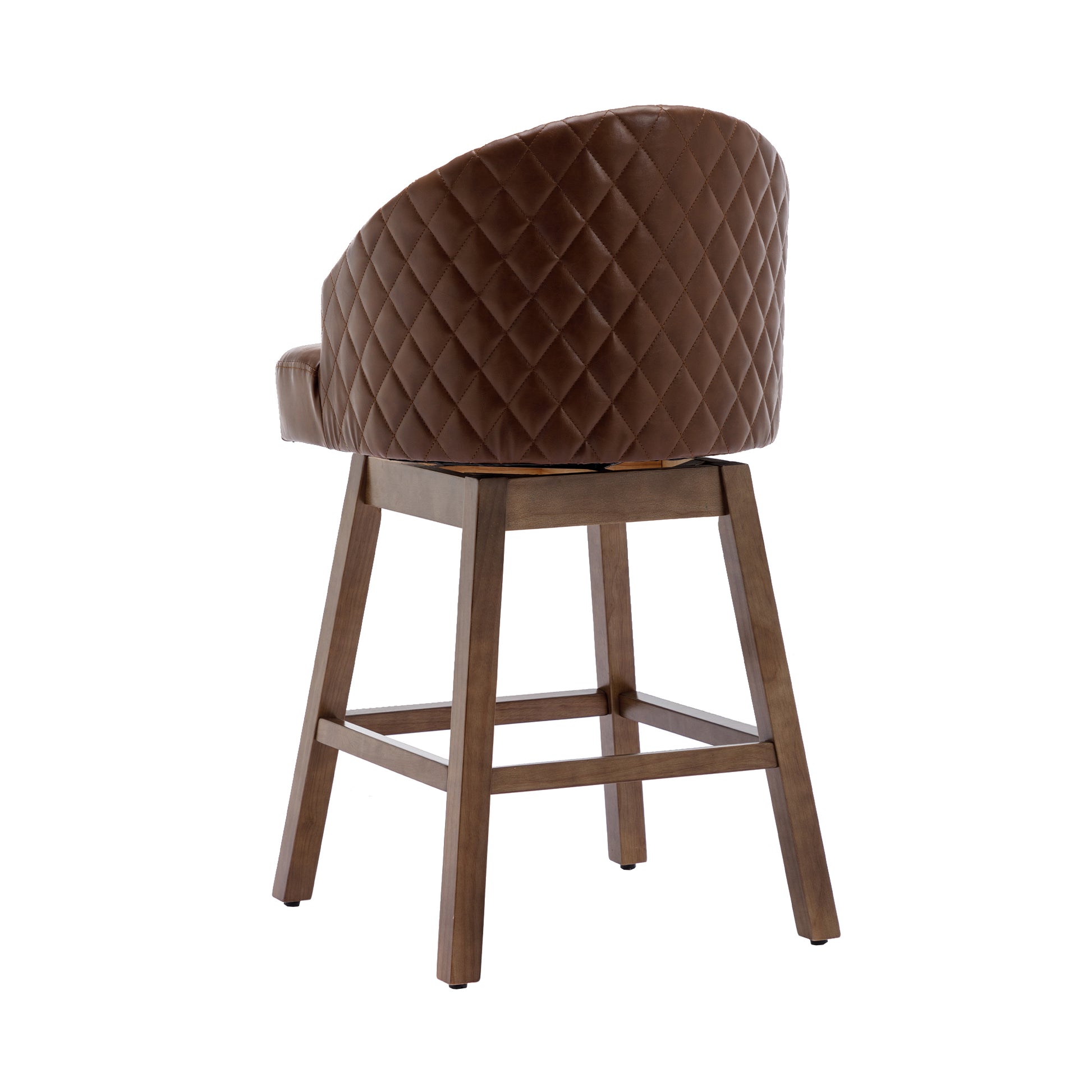 Coolmore Bar Stools Set Of 2 Counter Height Chairs With Footrest For Kitchen, Dining Room And 360 Degree Swivel Brown Pu Pu Leather