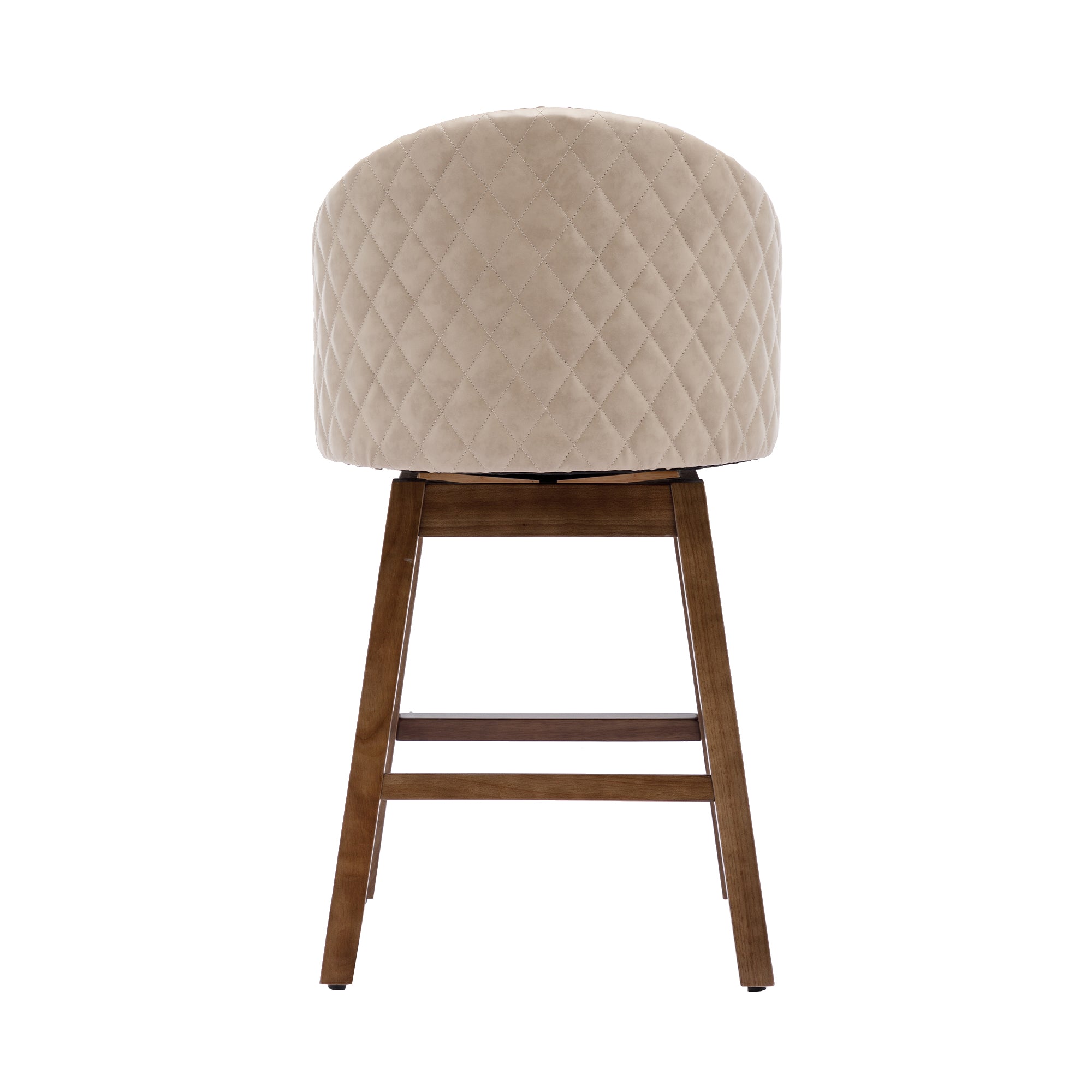 Coolmore Bar Stools Set Of 2 Counter Height Chairs With Footrest For Kitchen, Dining Room And 360 Degree Swivel Apricot Pu Pu Leather