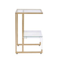 Golden Side Table, 2 Tier Acrylic Glass End Table For Living Room&Bedroom Gold Glass Iron
