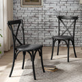 2 Pack Resin Cross Back Chair Waterproof Dining Chair Black Matt Black Resin
