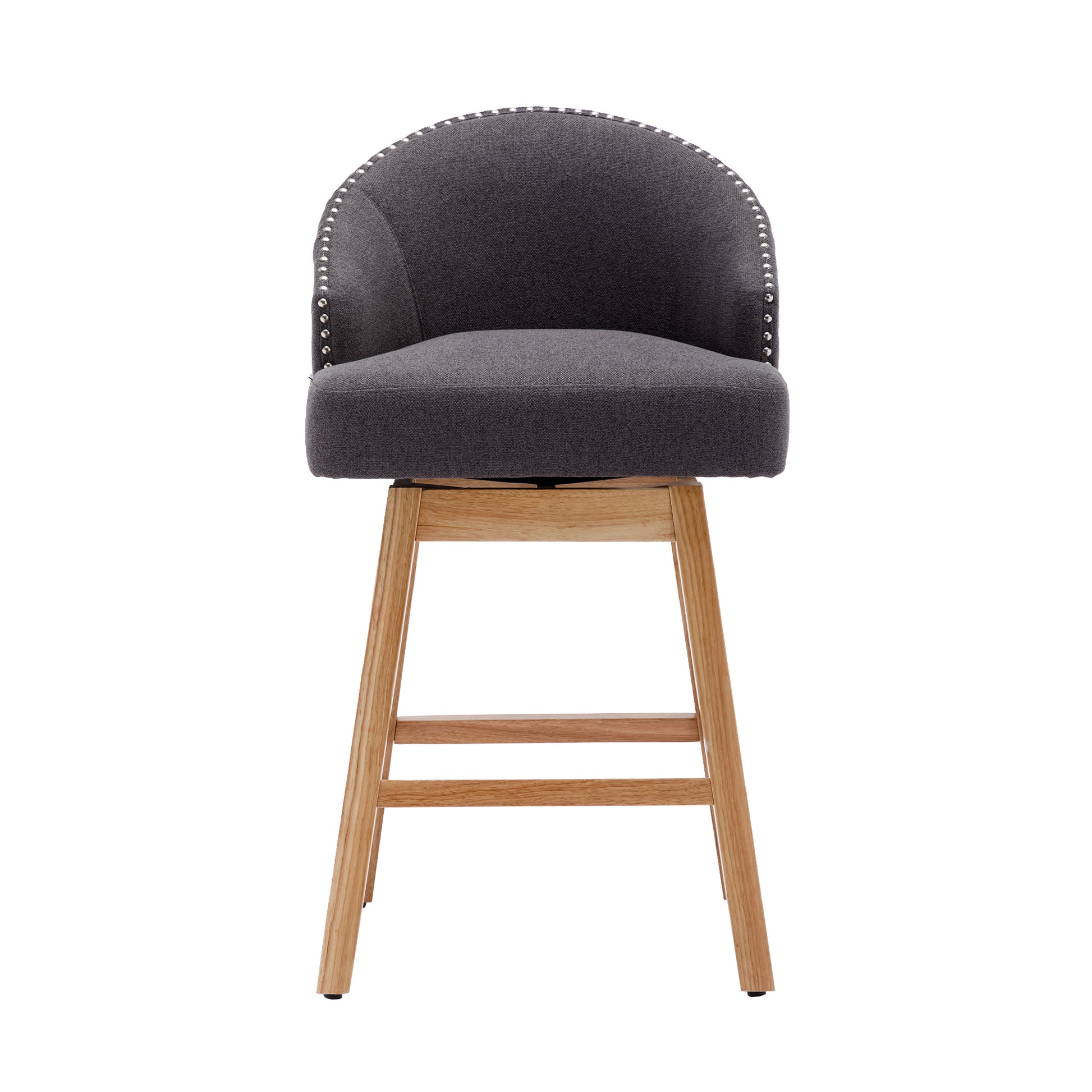 Coolmore Bar Stools Set Of 2 Counter Height Chairs With Footrest For Kitchen, Dining Room And 360 Degree Swivel Charcoal Grey Linen