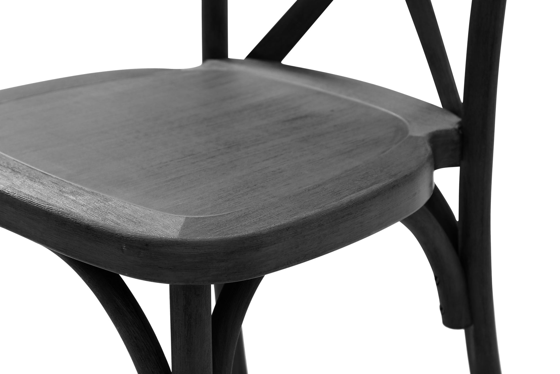 Resin Cross Back Chair For Dinning Room, Wedding, Commercial Use, 4 Pack, Black Matt Black Resin