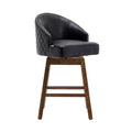 Coolmore Bar Stools Set Of 2 Counter Height Chairs With Footrest For Kitchen, Dining Room And 360 Degree Swivel Black Pu Pu Leather