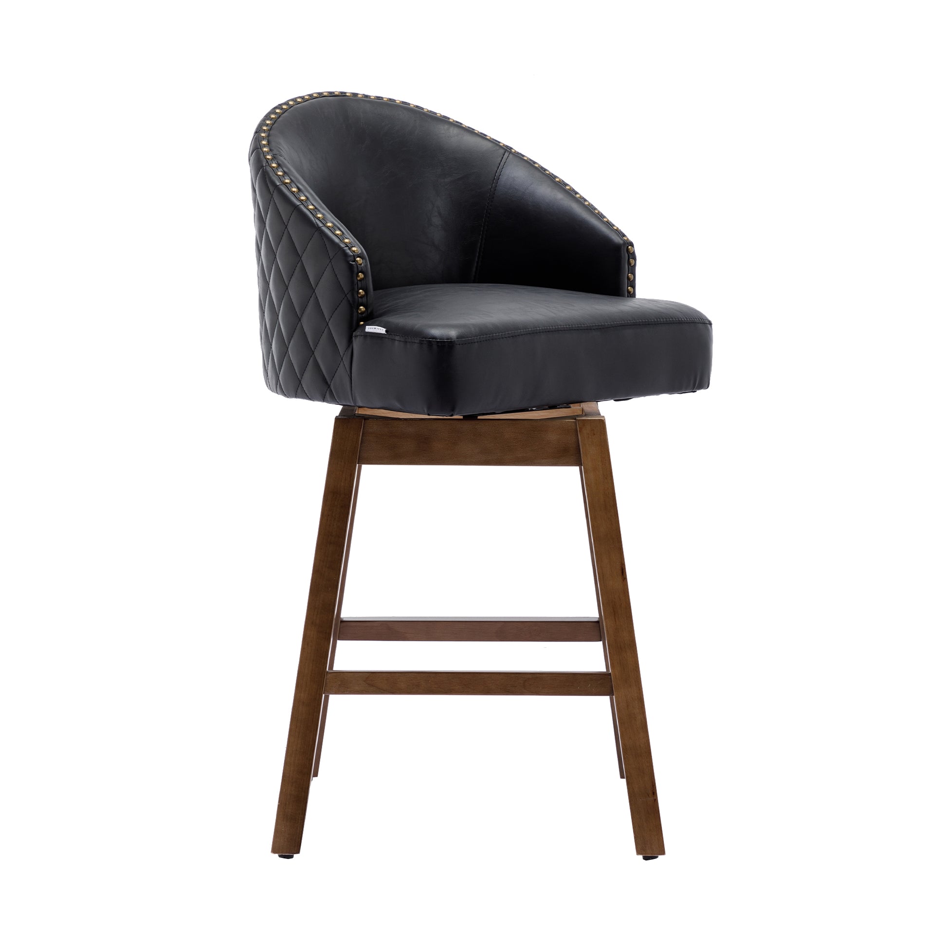 Coolmore Bar Stools Set Of 2 Counter Height Chairs With Footrest For Kitchen, Dining Room And 360 Degree Swivel Black Pu Pu Leather