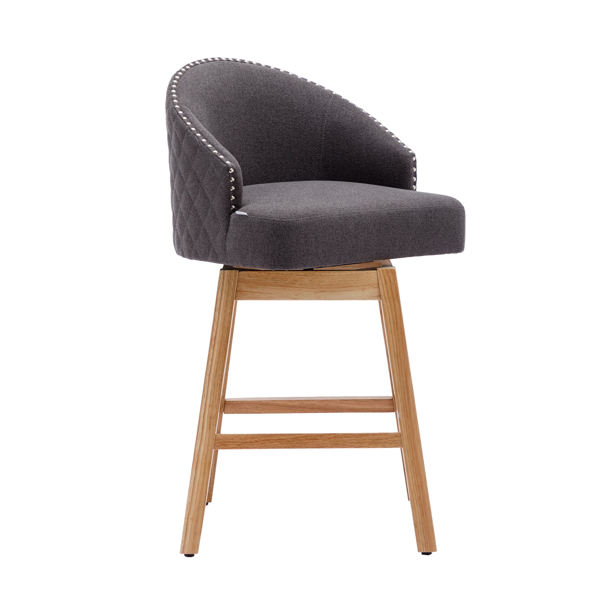 Coolmore Bar Stools Set Of 2 Counter Height Chairs With Footrest For Kitchen, Dining Room And 360 Degree Swivel Charcoal Grey Linen