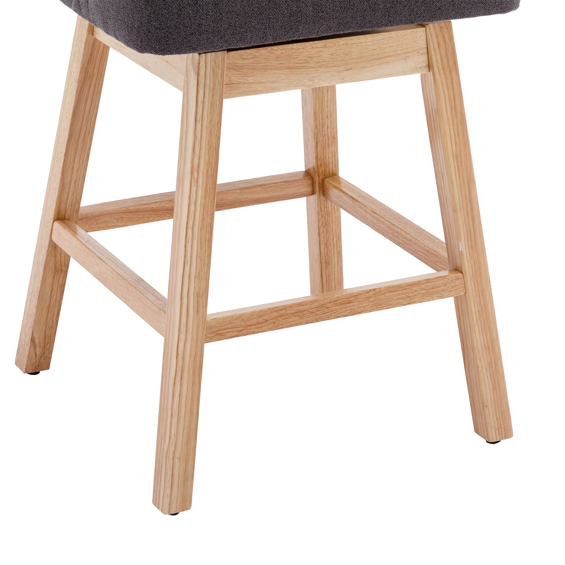 Coolmore Bar Stools Set Of 2 Counter Height Chairs With Footrest For Kitchen, Dining Room And 360 Degree Swivel Charcoal Grey Linen