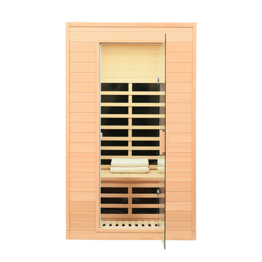 Hemlock Two Person Far Infrared Roof Embedded Indoor Sauna Room Natural Wood Metal & Wood
