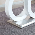 Tempered Glass Dining Table With White Mdf Middle Support And Stainless Steel Base For Modern Design White Tempered Glass
