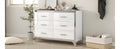 Elegant High Gloss Dresser With Metal Handle,Mirrored Storage Cabinet With 6 Drawers For Bedroom,Living Room,White White Mdf