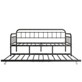 Twin Size Metal Daybed Frame With Trundle, Heavy Duty Steel Slat Support Sofa Bed Platform With Headboard, No Box Spring Needed, Black Box Spring Not Required Twin Black Metal Bedroom Metal